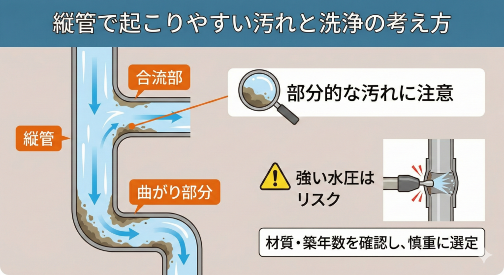 排水管の構造で洗浄方法は変わる?縦管・横引き配管の違いと注意点を解説_02